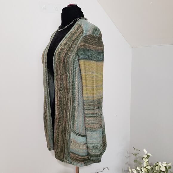 J. Jill Wool Blend Green Knit Open Cardigan Small - Picture 3 of 12